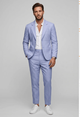 Men's Slim Fit Suit – Two-Piece with Notch Lapels, Suitable for Work and Formal Occasions
