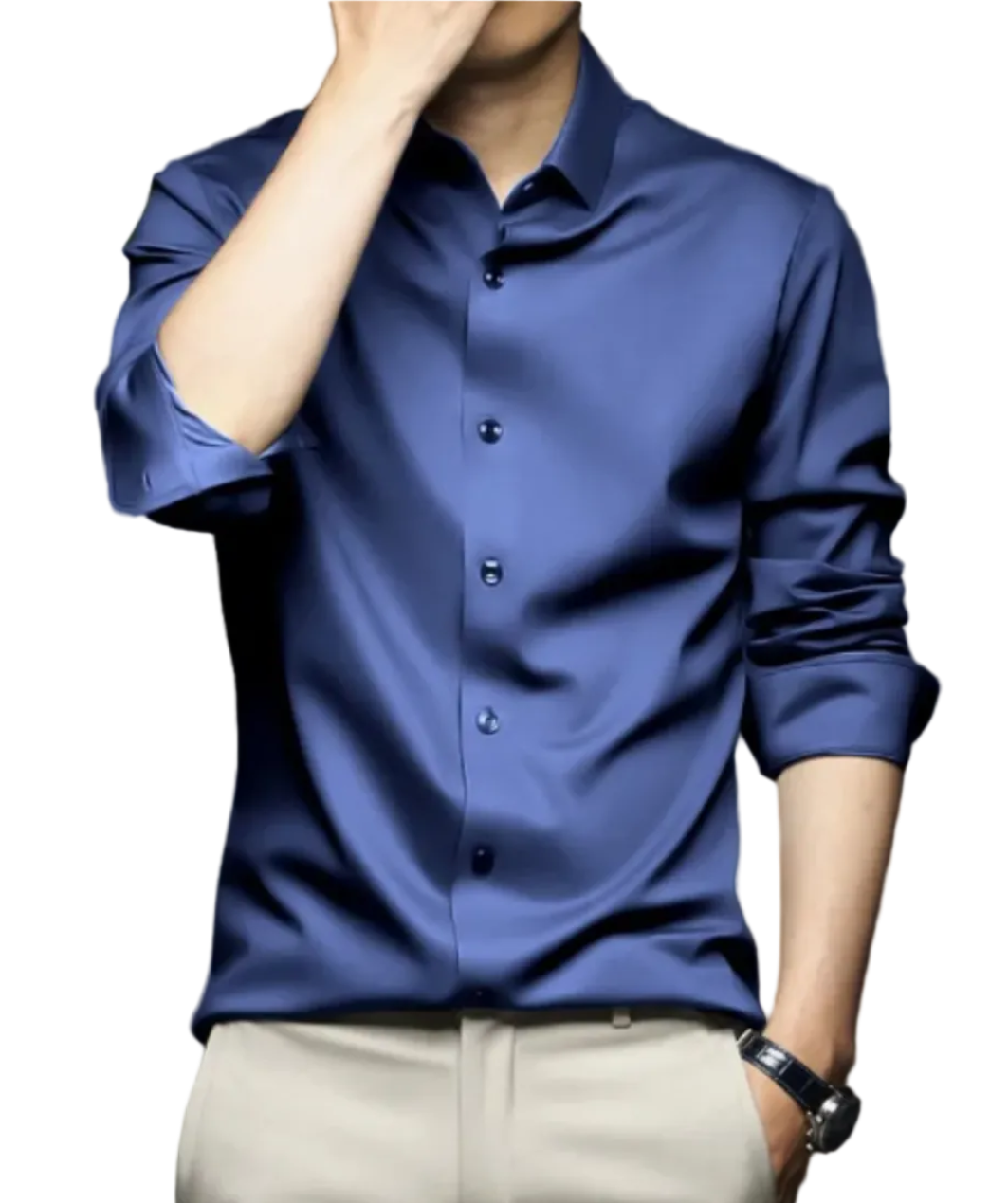 Men's Slim Fit Shirt – Satin Look with Stretch