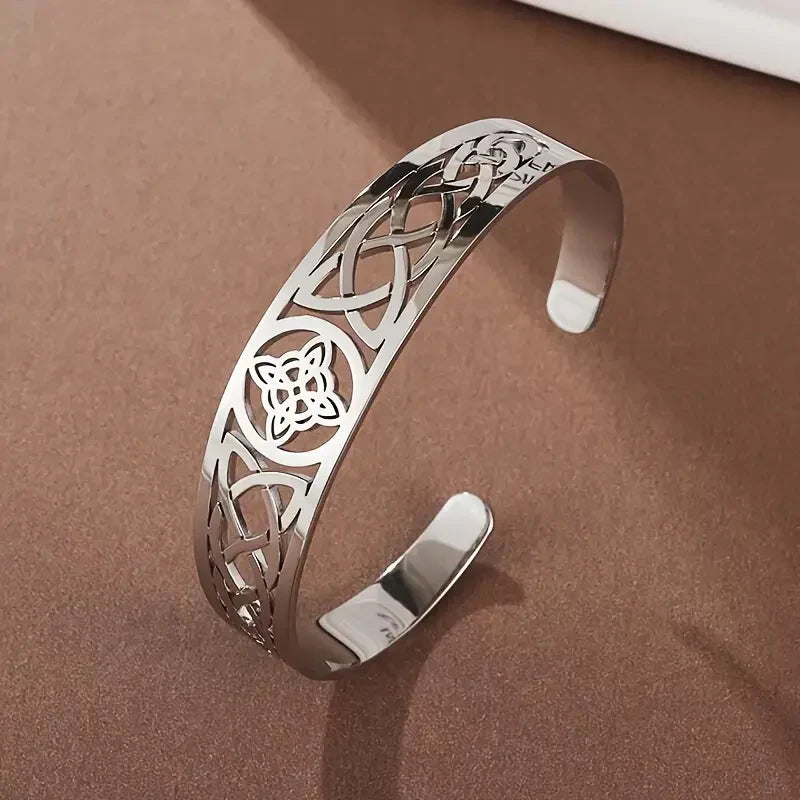Elegant hollow silver bracelet with refined finish