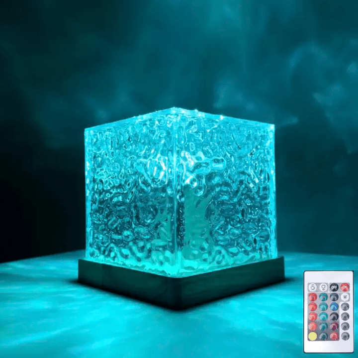 Wave Cube LED Table Lamp with Flowing Colored Light Waves