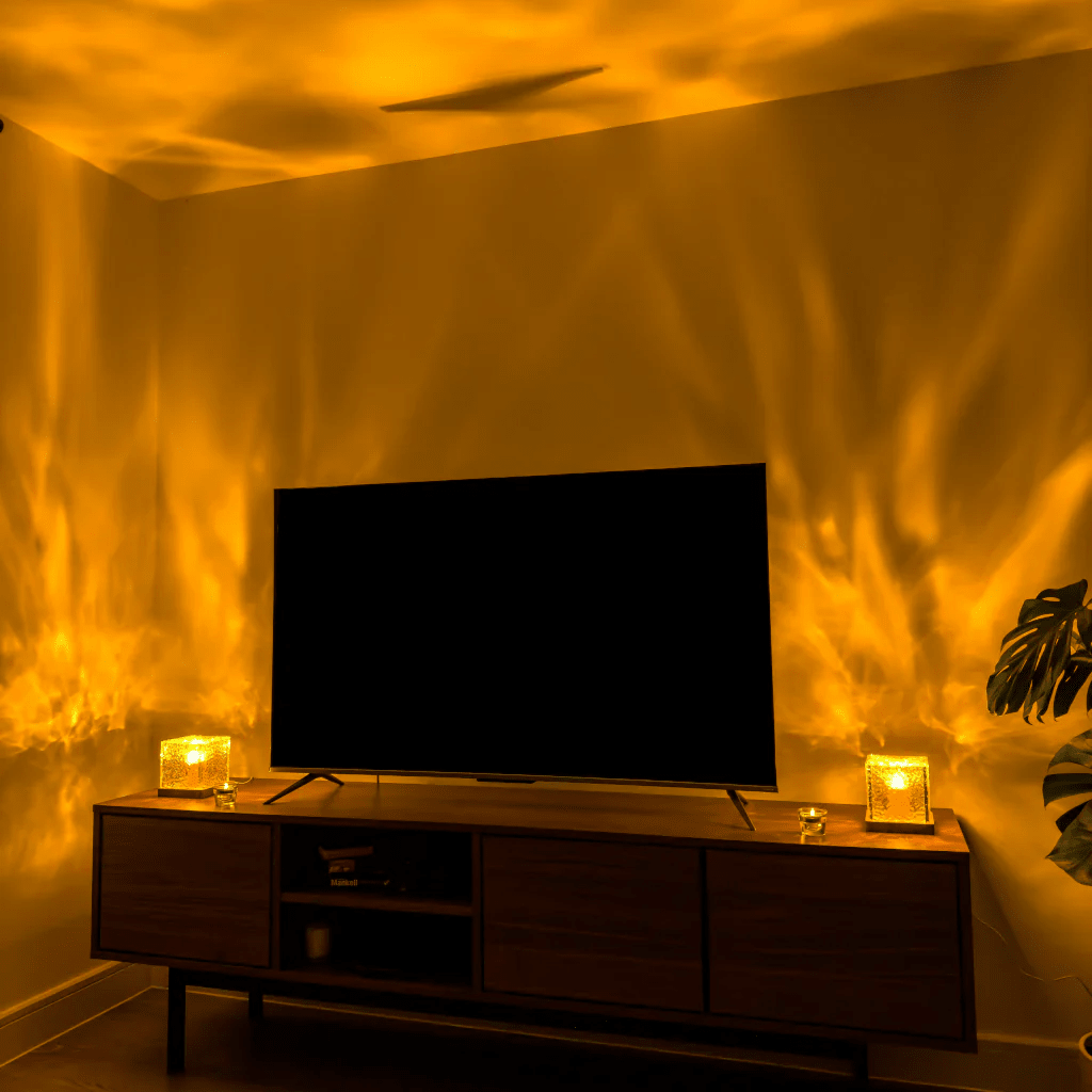 Wave Cube LED Table Lamp with Flowing Colored Light Waves