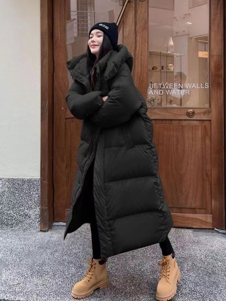 Women's Long Quilted Winter Coat with Hood – Warm Puffer Jacket