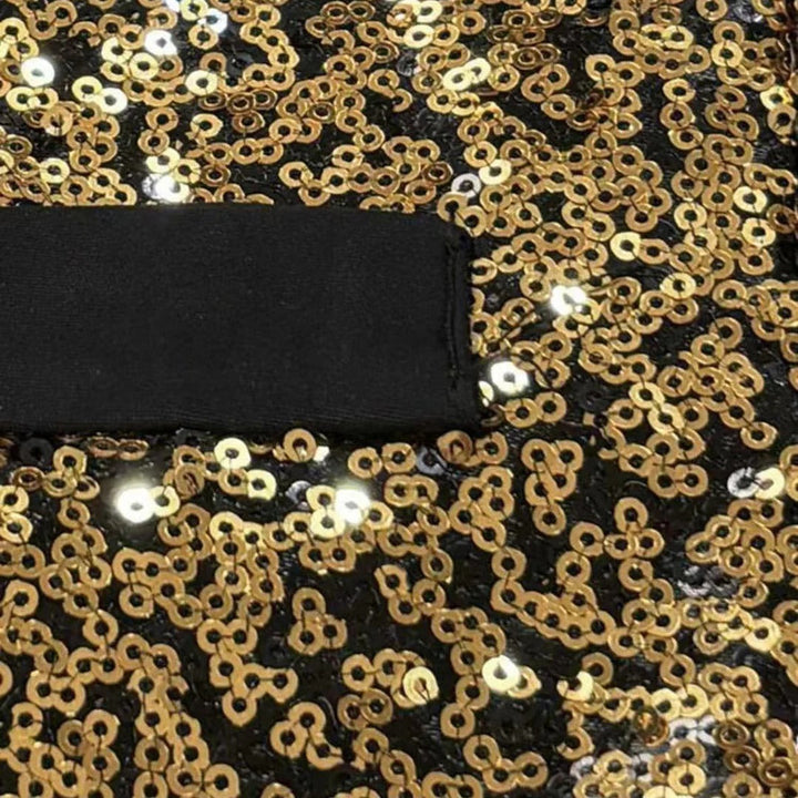 Men's Glitter Vest with Satin Lapels Gold