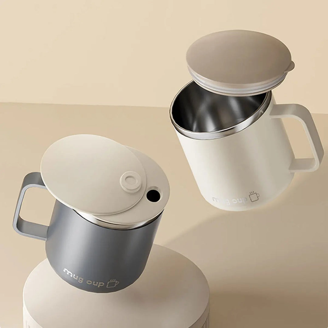 Insulated Stainless Steel Coffee Mug with Lid Handle and Double Walled Design for Travel