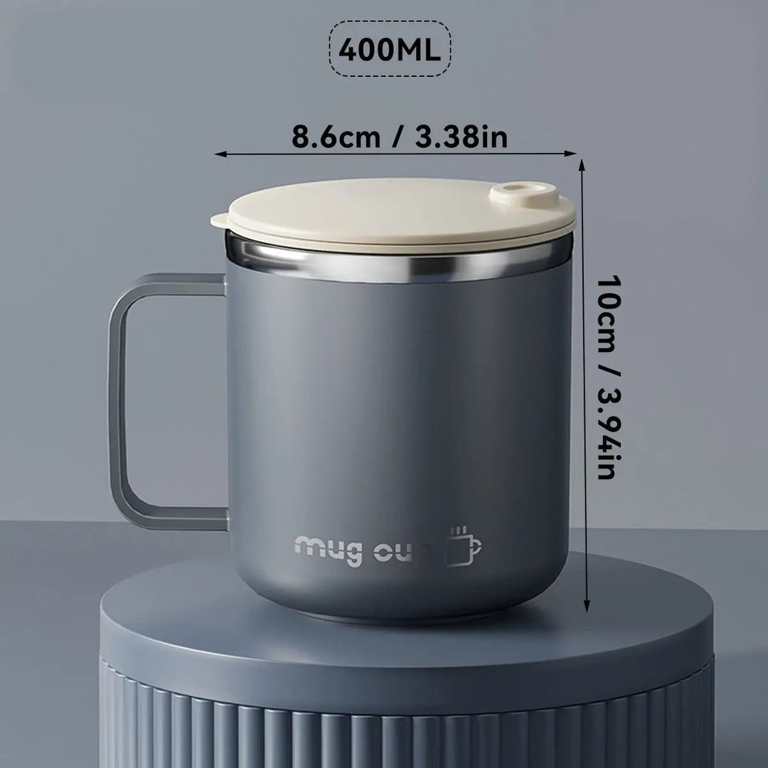 Insulated Stainless Steel Coffee Mug with Lid Handle and Double Walled Design for Travel