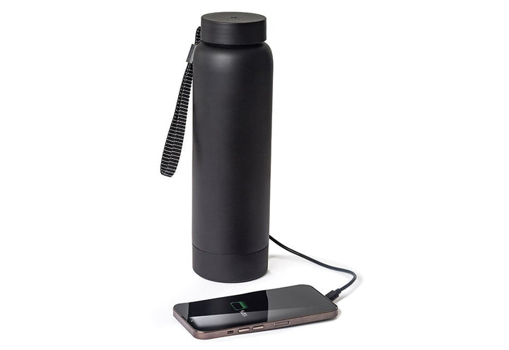 Insulated Stainless Steel Smart Water Bottle with Detachable Power Bank and 24 Oz Capacity