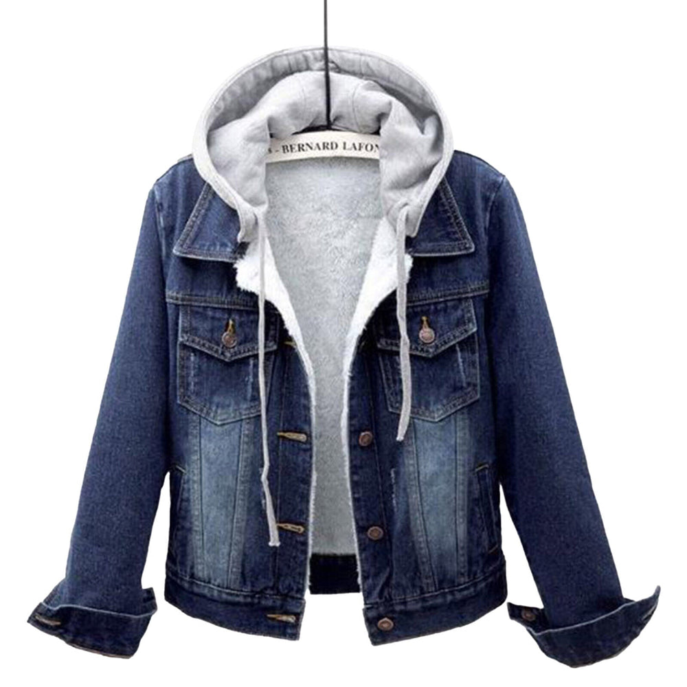Women's Hooded Denim Jacket - Plus Sizes S to 5XL