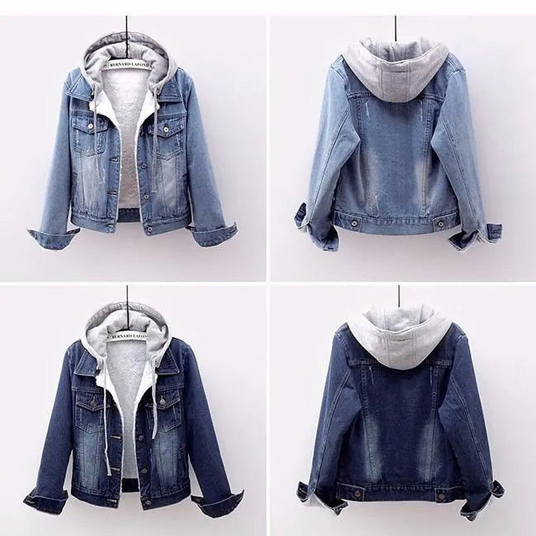 Women's Hooded Denim Jacket - Plus Sizes S to 5XL