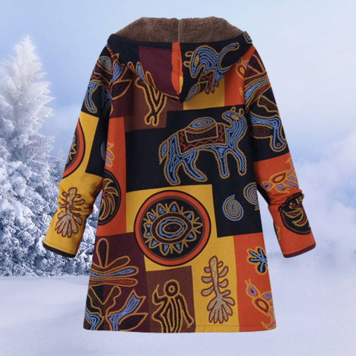 Women's Floral Print Winter Jacket with Hood - Reversible