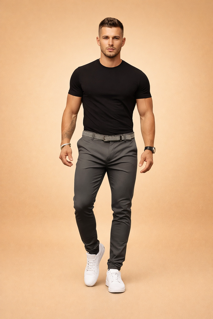 Men's Slim Fit Pants with Tailored Waist - Smart Casual