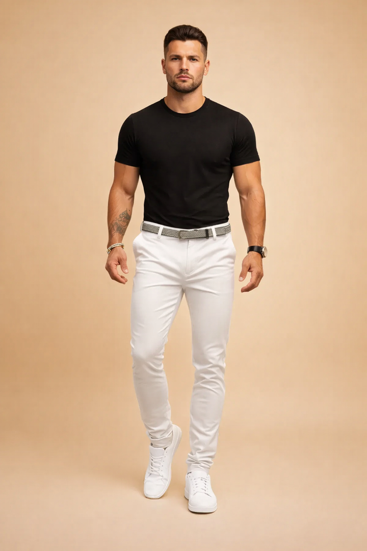Men's Slim Fit Pants with Tailored Waist - Smart Casual