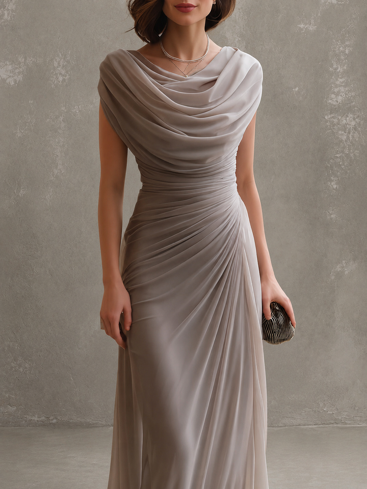 Sleeveless Maxi Dress with Flowing Floor-Length Skirt