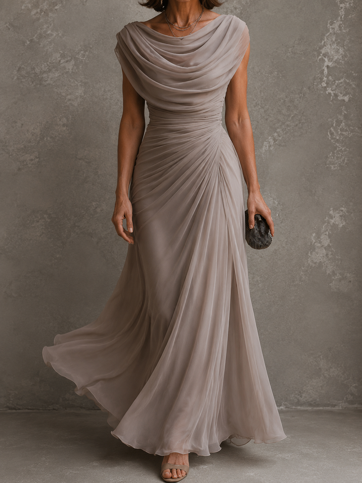 Sleeveless Maxi Dress with Flowing Floor-Length Skirt