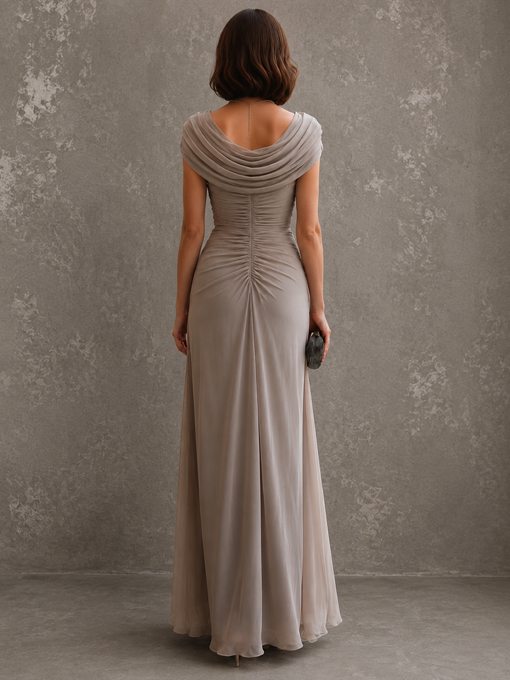 Elegant Draped Maxi Dress – Sleeveless Formal Evening Dress