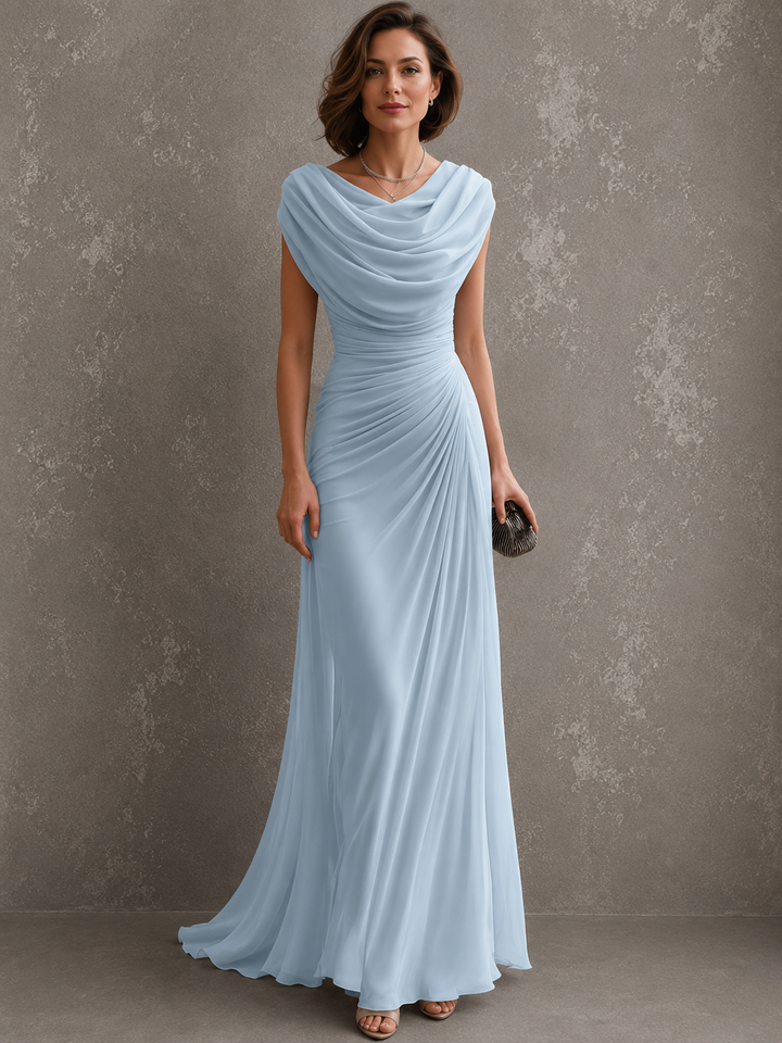 Elegant Draped Maxi Dress – Sleeveless Formal Evening Dress