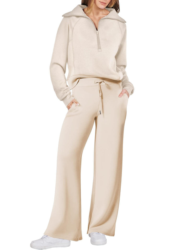 Women's Loungewear Set with Half Zip and Straight Legs