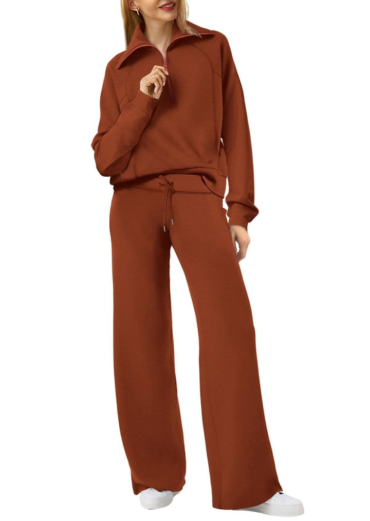 Women's Loungewear Set with Half Zip and Straight Legs