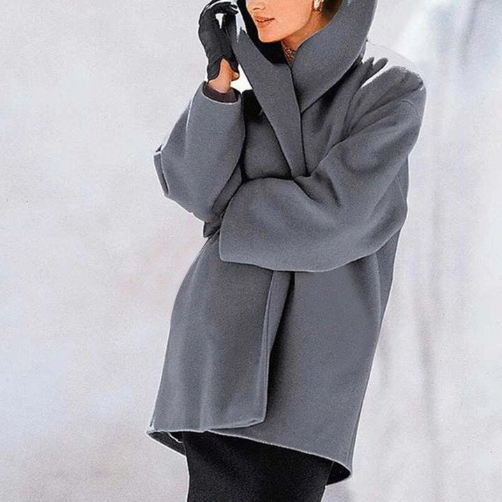 Women's Wool Coat with Wide Collar - Mila