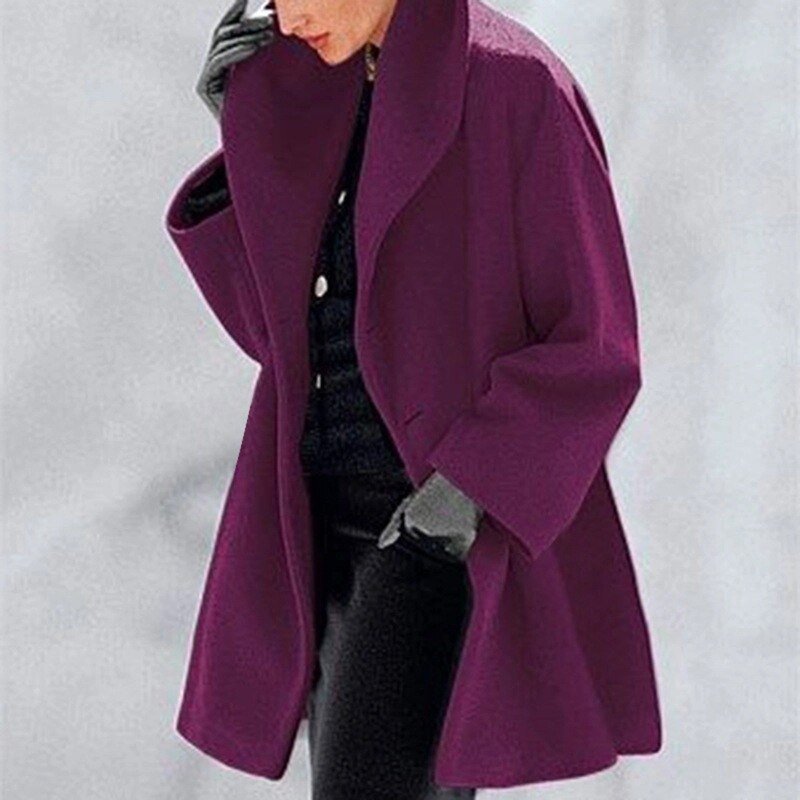 Women's Wool Coat with Wide Collar - Mila