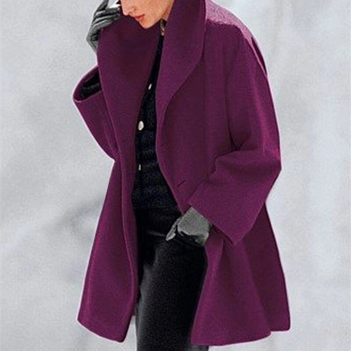 Women's Wool Coat with Wide Collar - Mila