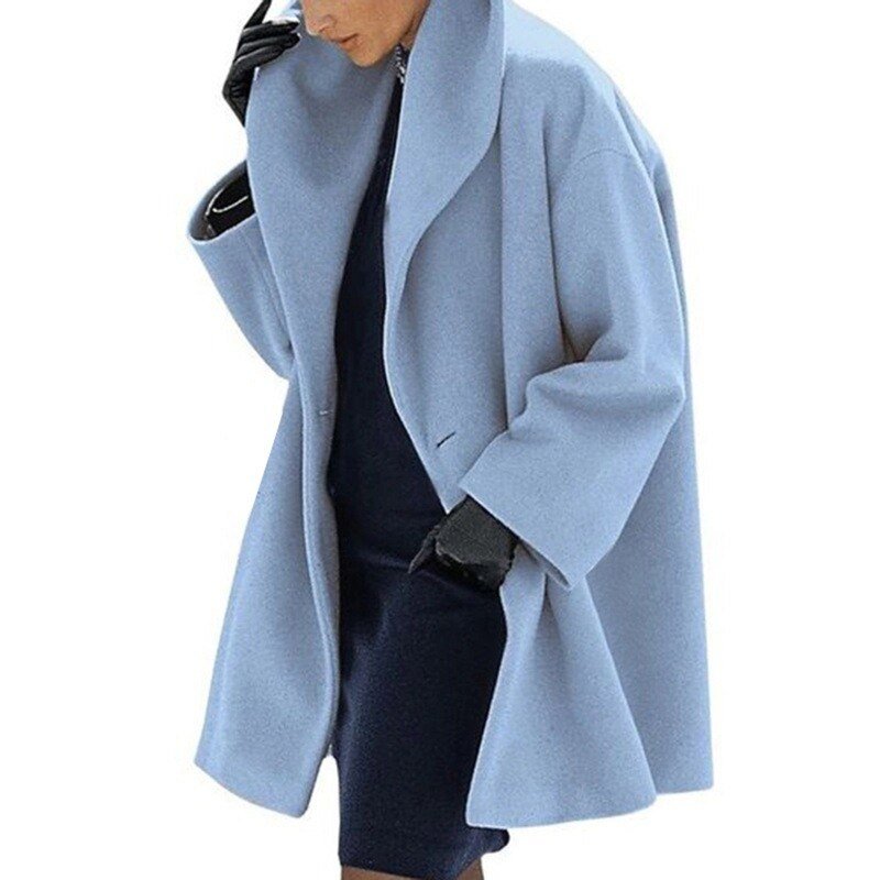 Women's Wool Coat with Wide Collar - Mila