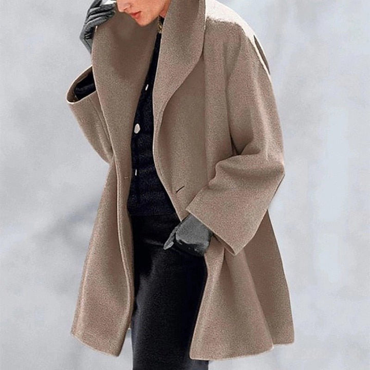 Women's Wool Coat with Wide Collar - Mila