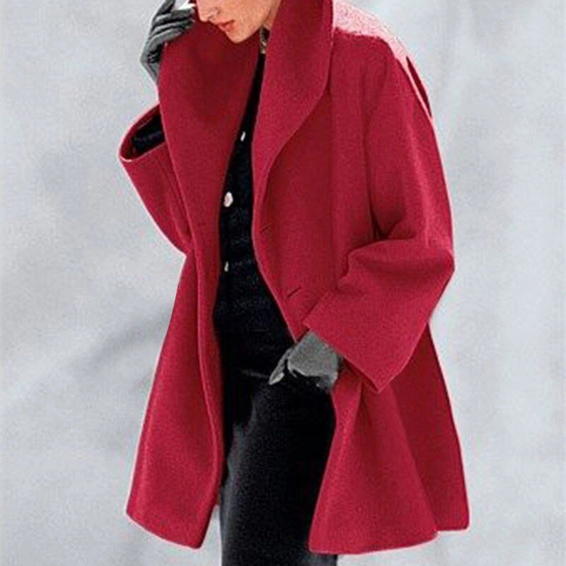 Women's Wool Coat with Wide Collar - Mila