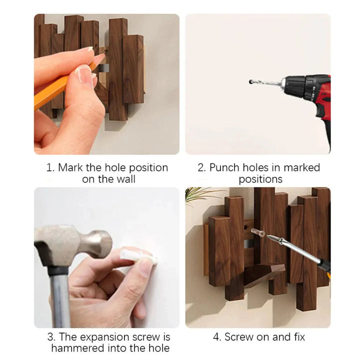 Piano-Style Coat Rack - Walnut/Beech - Elegant Design