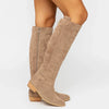 Knee-High Suede Boots With Block Heel