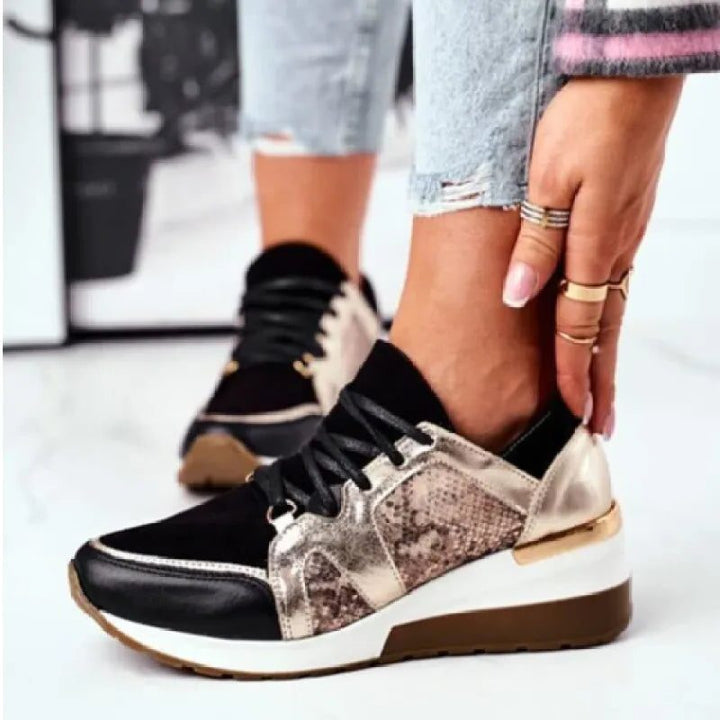 Colorblock Sneakers with Lace-Up Closure for Women