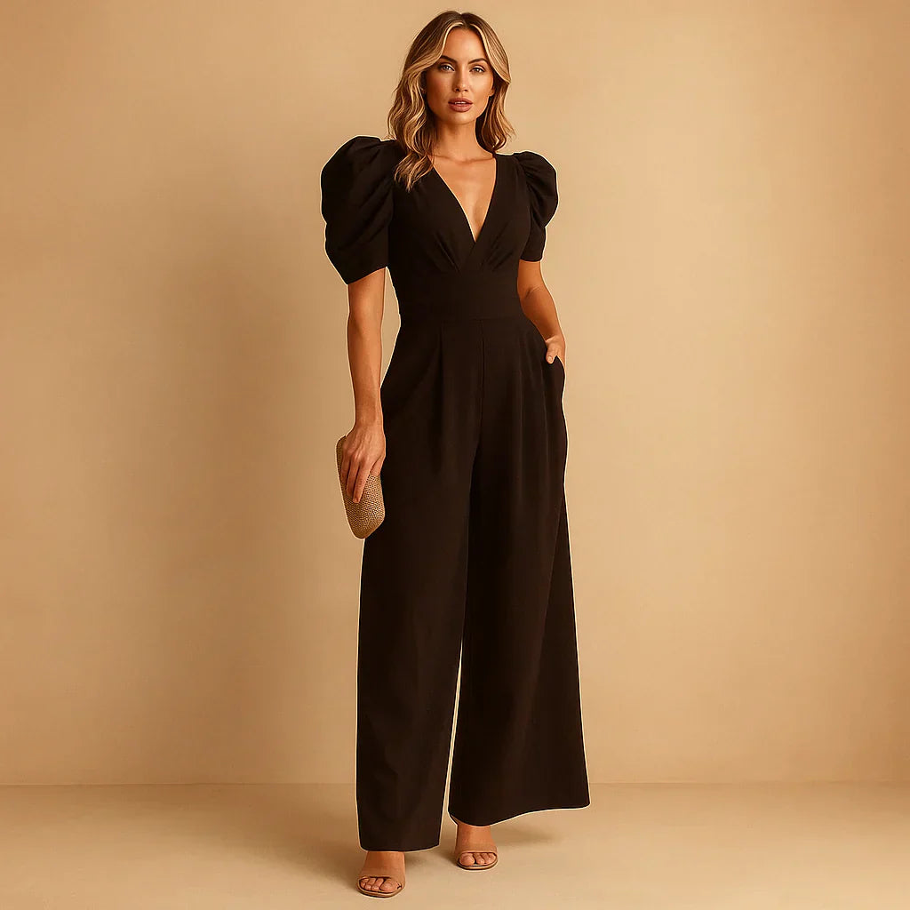 Flattering Puff Sleeve Fit Jumpsuit