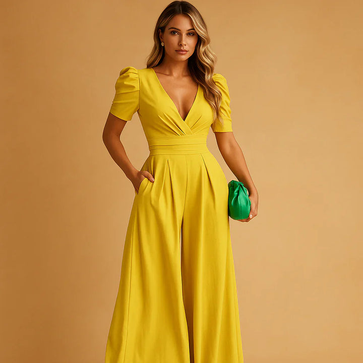 Flattering Puff Sleeve Fit Jumpsuit
