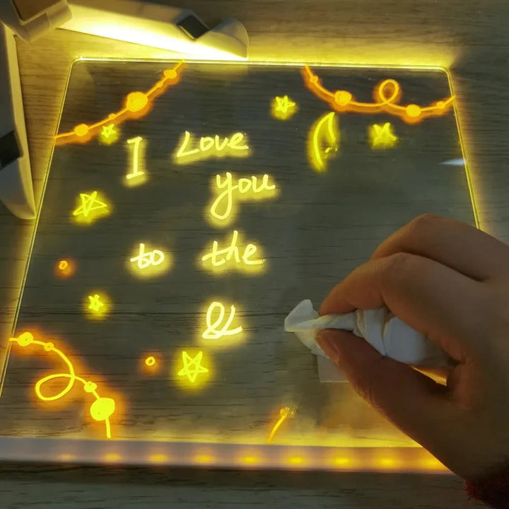 LED Dry Erase Note Board with Light Up Writing Surface and Folding Stand Smart White