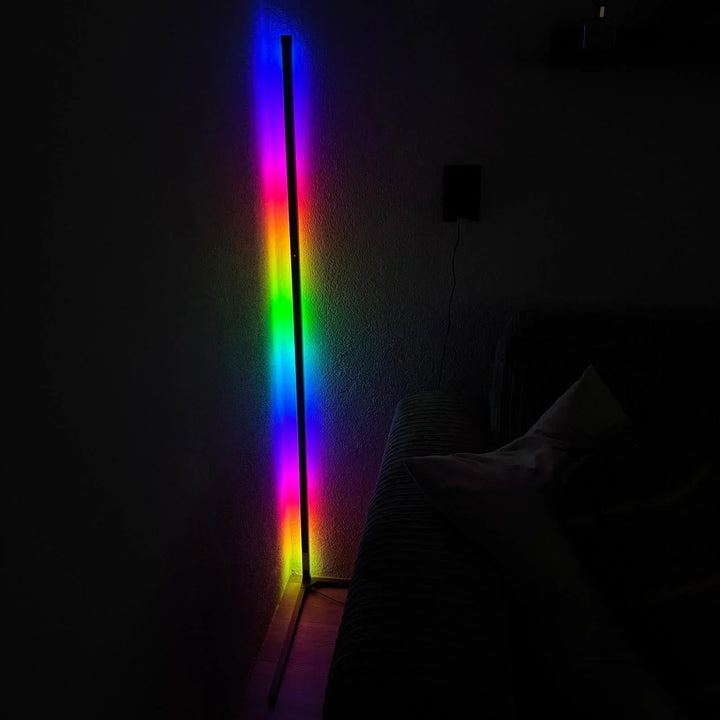 LED Corner Floor Lamp with Remote Control: Dimmable, Modern Design, Indirect Light