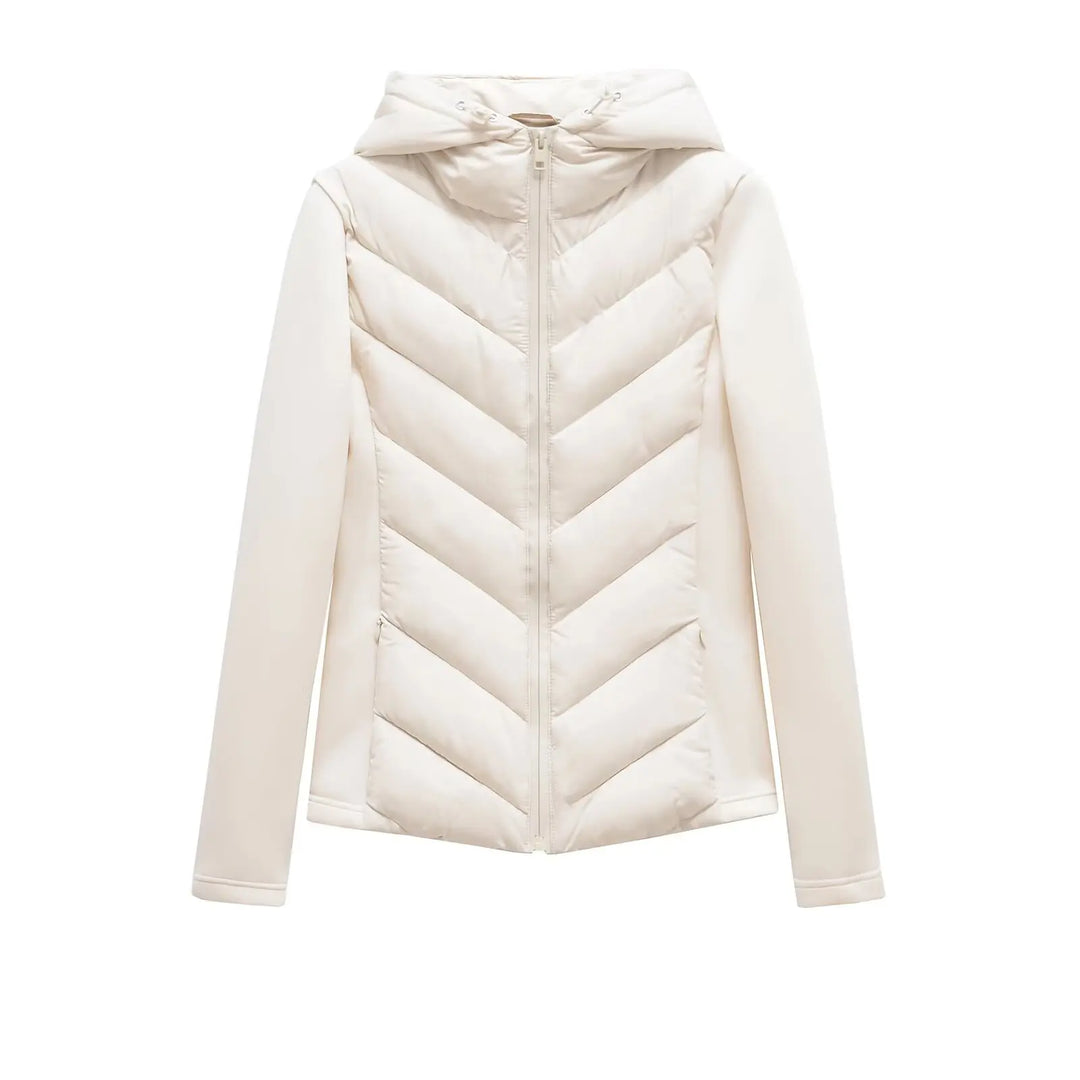 Women's Lightweight Padded Winter Jacket with Hood and Concealed Pockets