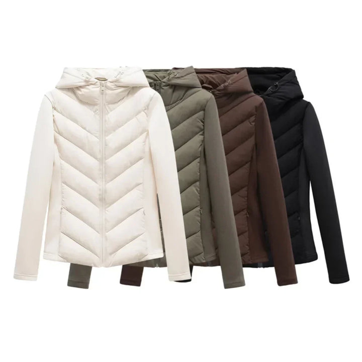 Women's Lightweight Quilted Hooded Winter Jacket with Hidden Pockets