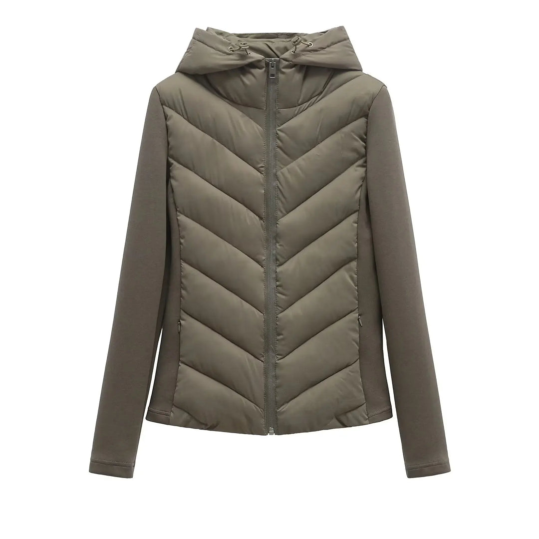 Women's Lightweight Quilted Hooded Winter Jacket with Hidden Pockets