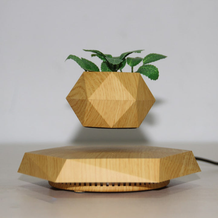 Levitating Flower Pot and Planter with Geometric Hexagonal Base for Indoor Plants