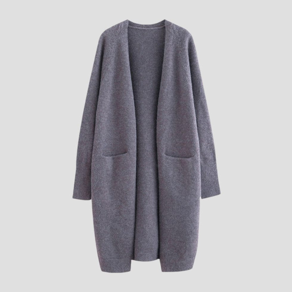 Cashmere Long Open Front Cardigan for Women