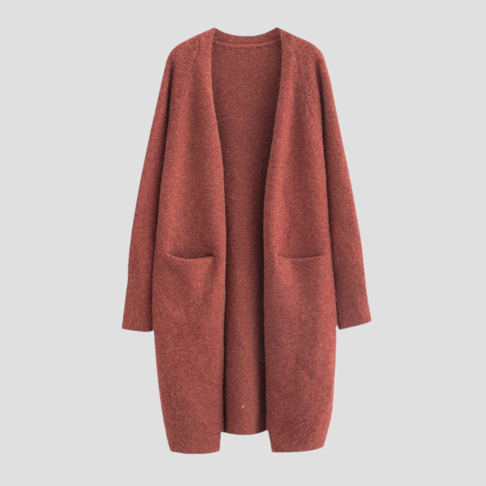 Cashmere Long Open Front Cardigan for Women