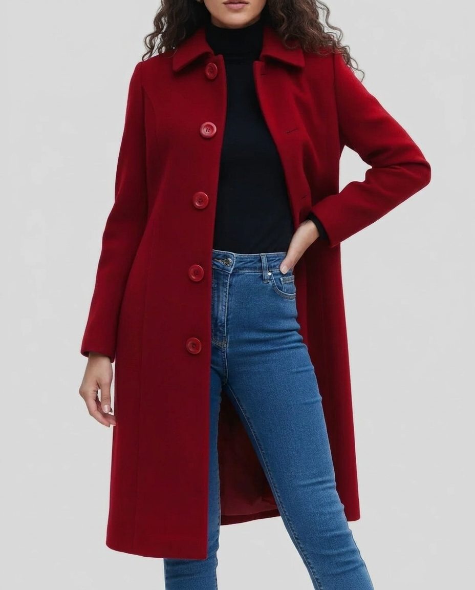 Long Single-Breasted Trench Coat with Collar for Women