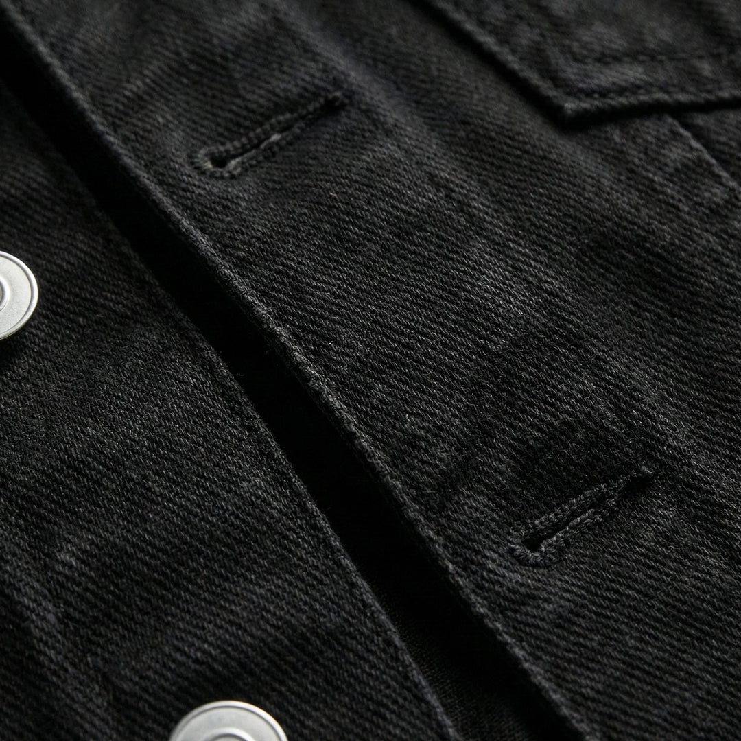 Button-Down Denim Jacket with Lapel Collar and Long Sleeves for Women