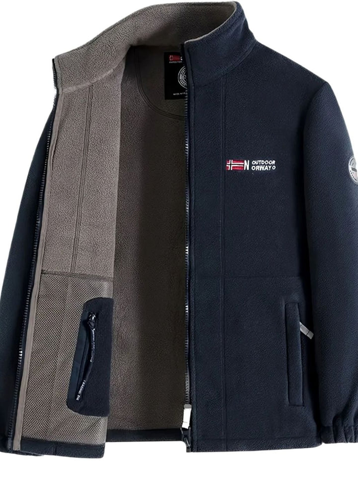 Men's Fleece Cardigan with Stand-Up Collar and Full Zip