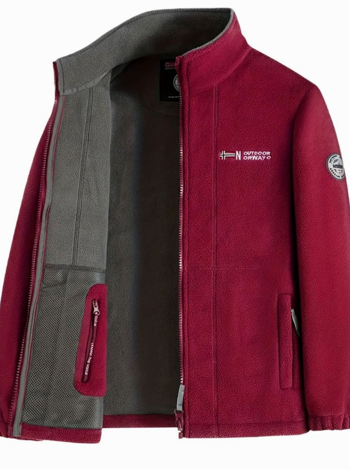 Men's Fleece Cardigan with Stand-Up Collar and Full Zip