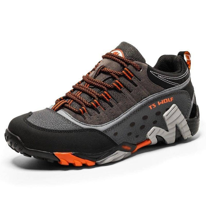 Men's Hiking Shoes with Lugged Sole Lace-Up Trekking and Trail with Padded Collar Light