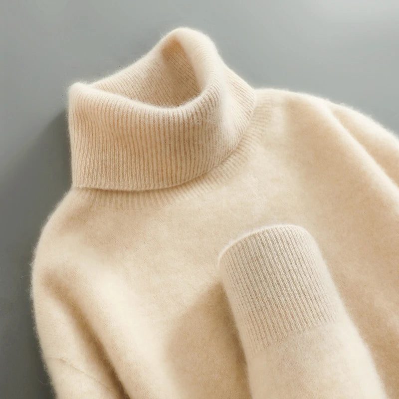 Merino Wool Turtleneck Sweater for Women