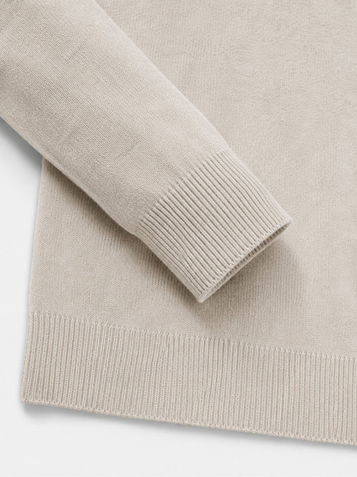 Men's Merino Wool Jumper with V-neck and Zip Detail