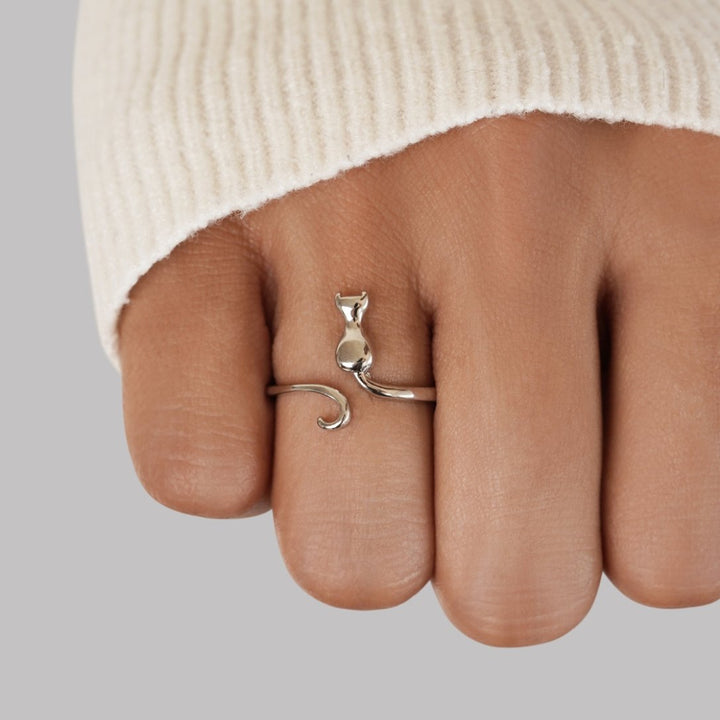 Silver ring with a refined moon