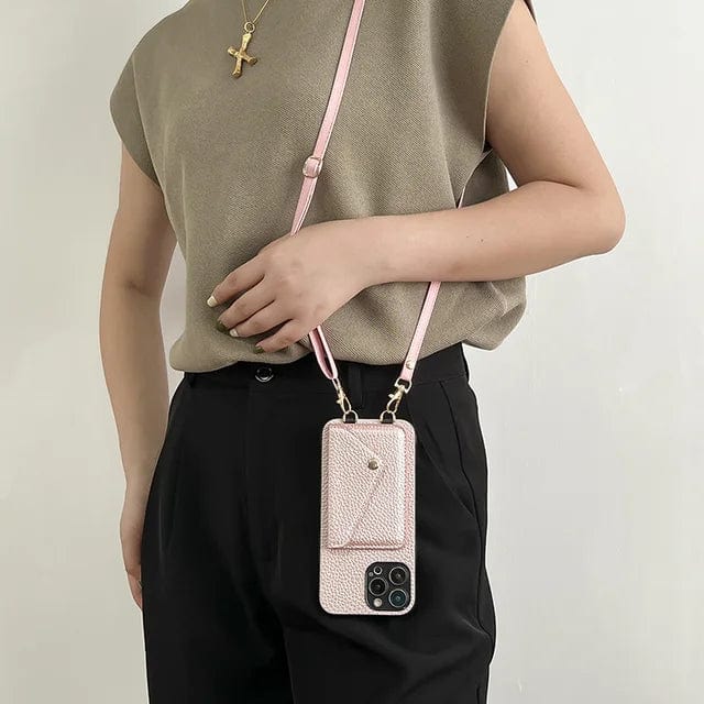 Leather Crossbody Phone Case – With Lanyard and Built-In Card Holder