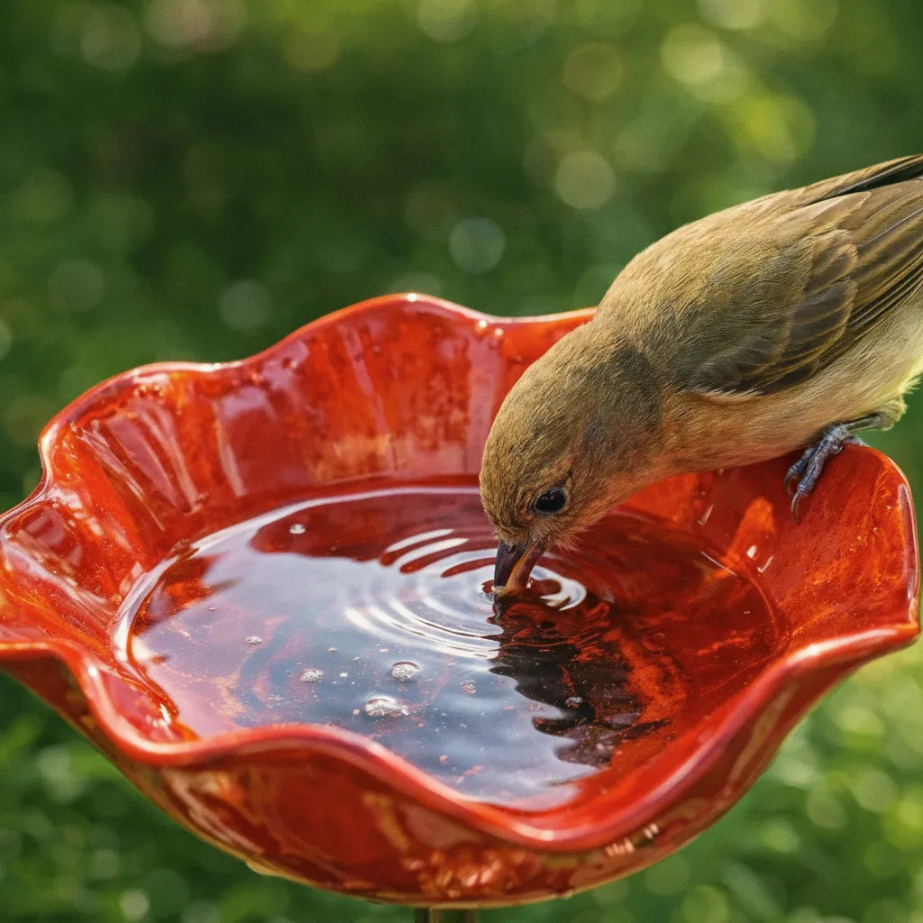 Metal Poppy Bird Bath Garden Stake – Garden and Balcony Decor, 60 cm